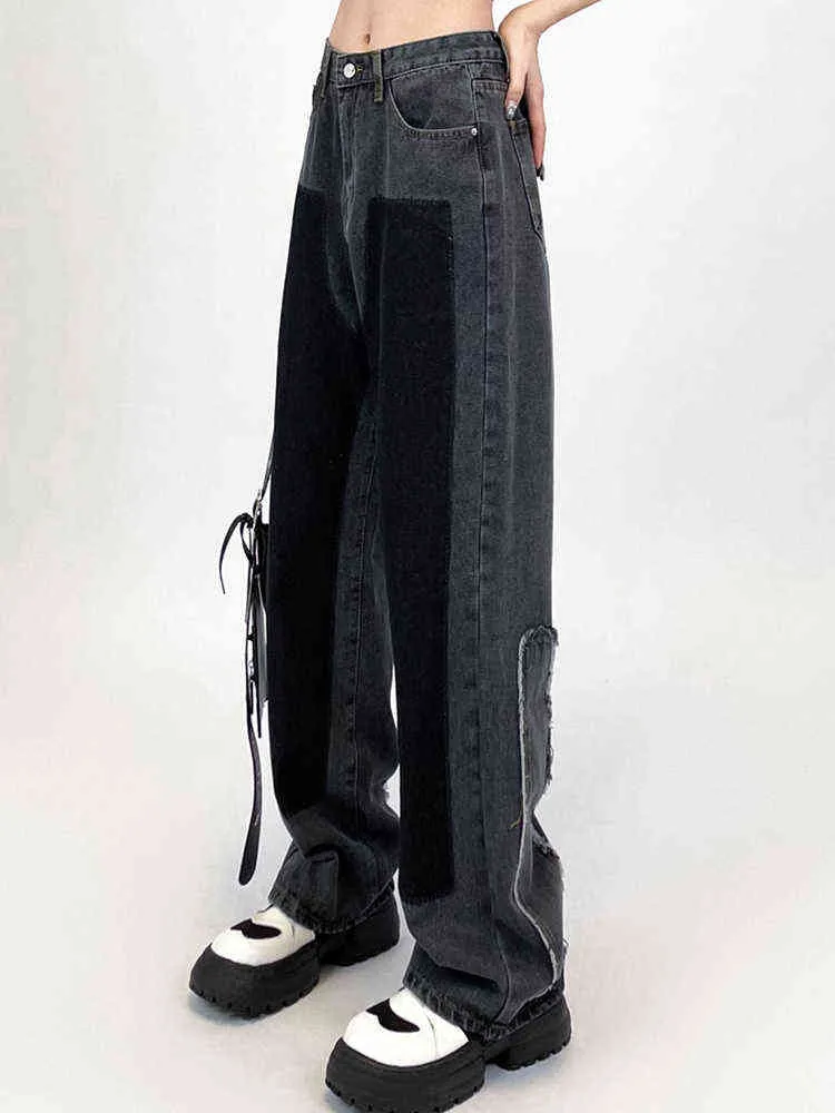 Taille haute Y2K Jeans Esthétique Rétro Patchwork Denim Pantalon De Jogging Streetwear Mode Harajuku Mode Décontractée Pantalon Toutes Compétitions L220726
