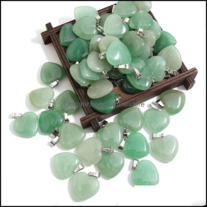 Natural Heart Stone charms Pendants Green Aventurine Gemstone 20mm For Women Charms DIY Jewelry Making Accessories