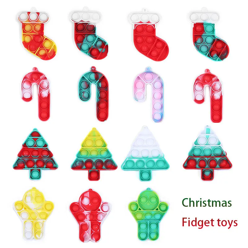 Fidgeti julleksaker gåvor finger dekompression silikon skrivbord press godis strumpor bubbla pedagogisk leksak gebuj