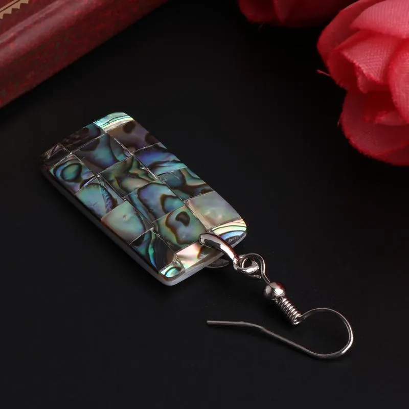 Dangle & Chandelier 29x15mm Rectangle Shape Colorful Natural Abalone Shell Swings EarringsDangle