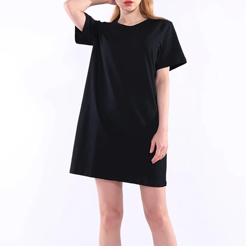 Ontkiemen Basic Katoen Lange T-shirts Dres Zomer Casual Vintage Mode Esthetische Wit Zwart Tee Tops Tunieken Oversized 220328