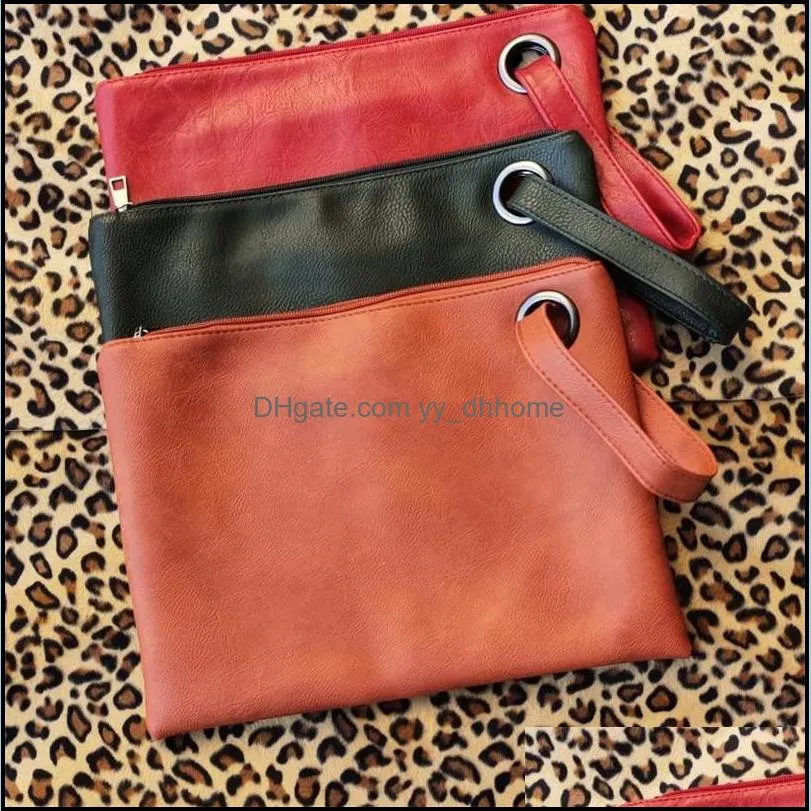 12Colors Women Retro Solid Clutch Bag Handbag Designer Bags Zipper Soft Leather Purse Makeup Dinner Party Clutches RRF12127