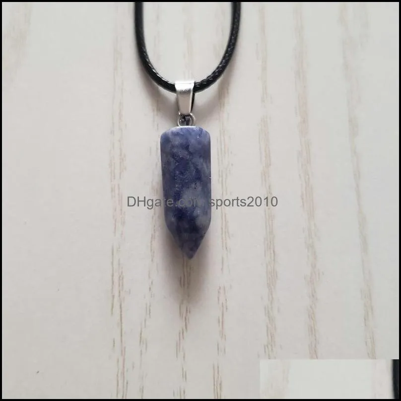 22x9mm natural agate rose quartz crystal stone pendant mixed hexagon point pillar simple stylish necklace