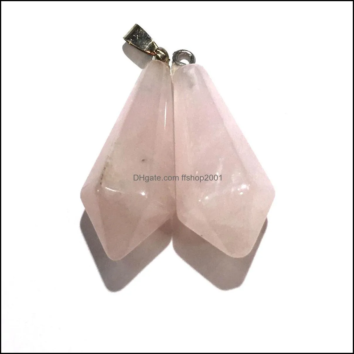 circular cone natural stone pendant hang pendulum decorations reiki healing chakra rose quartz crystal pendulo charms for necklace earrings making