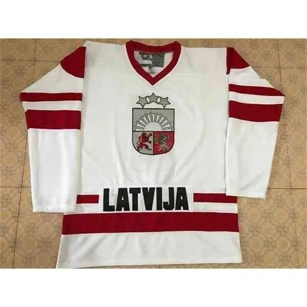 Nik1 Personalizza 2020 1Team Lettonia Latvija Maglia da hockey Ricamo cucito Personalizza qualsiasi numero e nome Maglie
