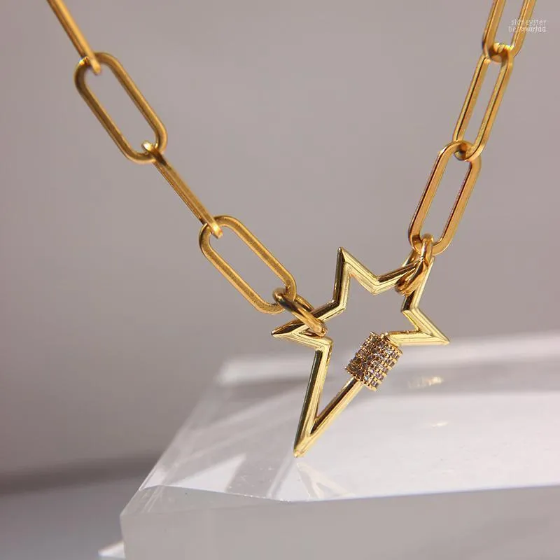 Chokers peri'sbox altın rengi yıldız karabura kolyesi ile büyük kipi zincir kadınlar için sidn22