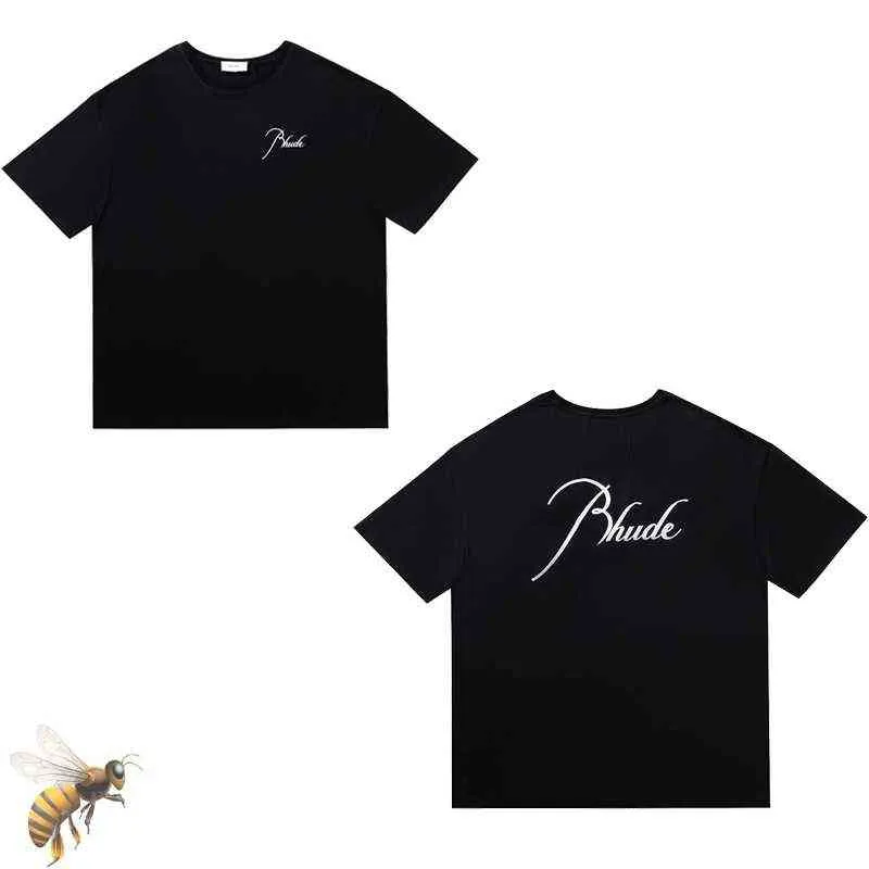 T-shirt maschile Summer T-shirts Collection Rhude Tshirt Oversize Tees Exheab Fabric Coppia Abito di alta qualità T Shirtrtrryt