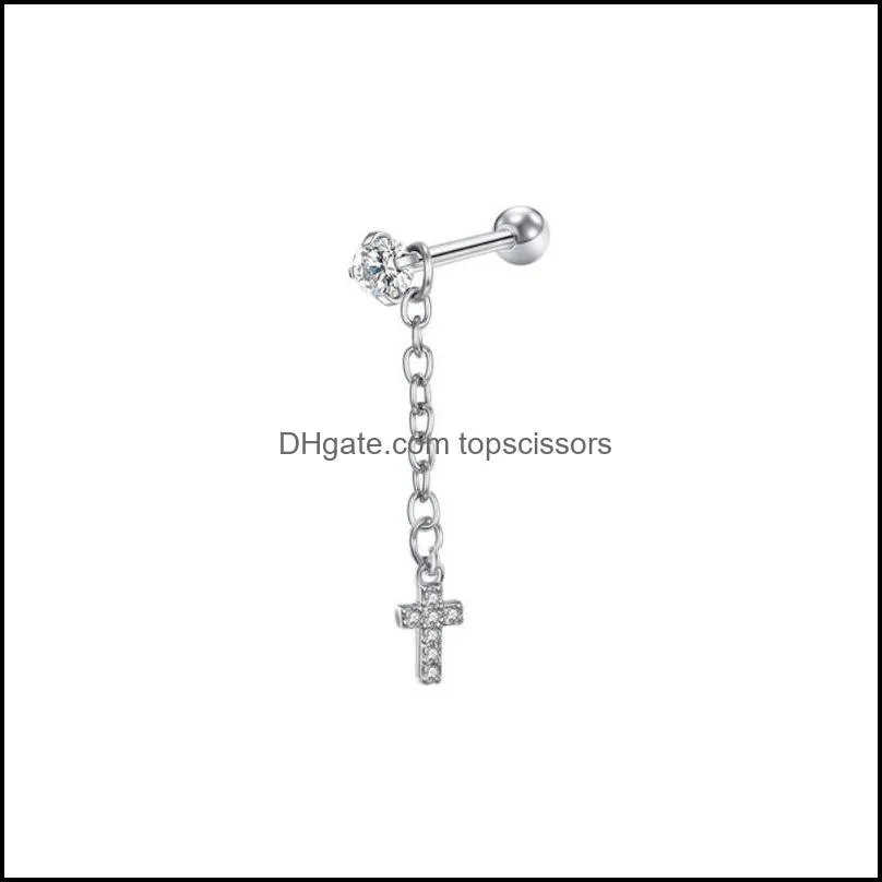 dangle chain heart butterfly cross palm ear cartilage tragus studs earrings body piercing jewerly for women and girls