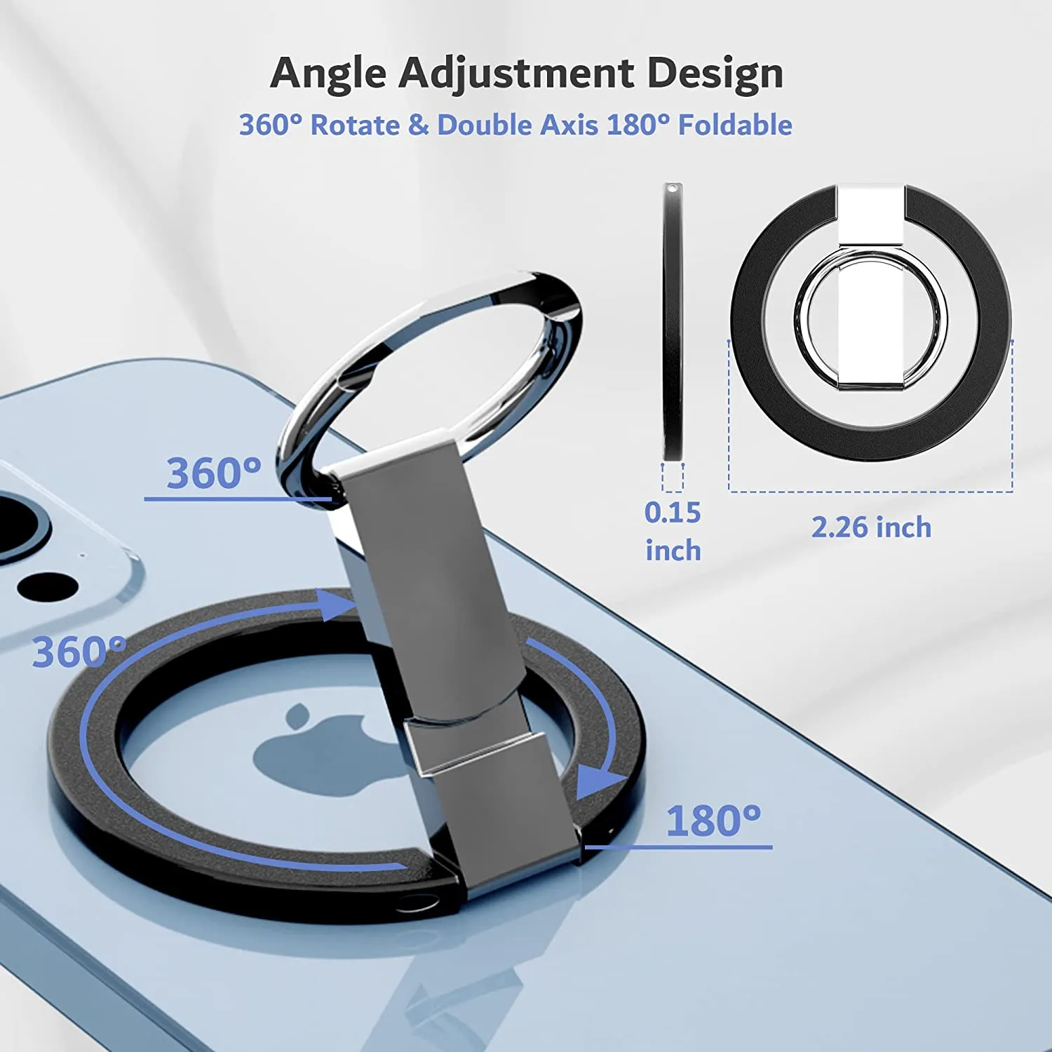 Supporto Magnetico Ad Anello Per Telefono Con Base PopSocket – Compatibile MagSafe Per IPhone 12/13/14/15 – Rimovibile E Regolabile (Blu)