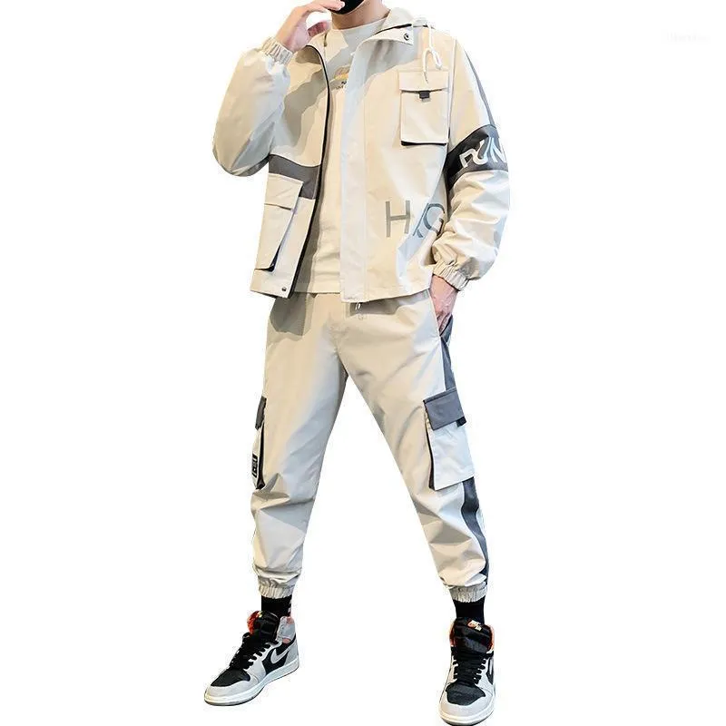 Мужские спортивные костюмы личность Slim Fit Men Set Set Fashion Casual Korean Style Man Man Hoodies Design Chandals Hombre 2022 EC50MS