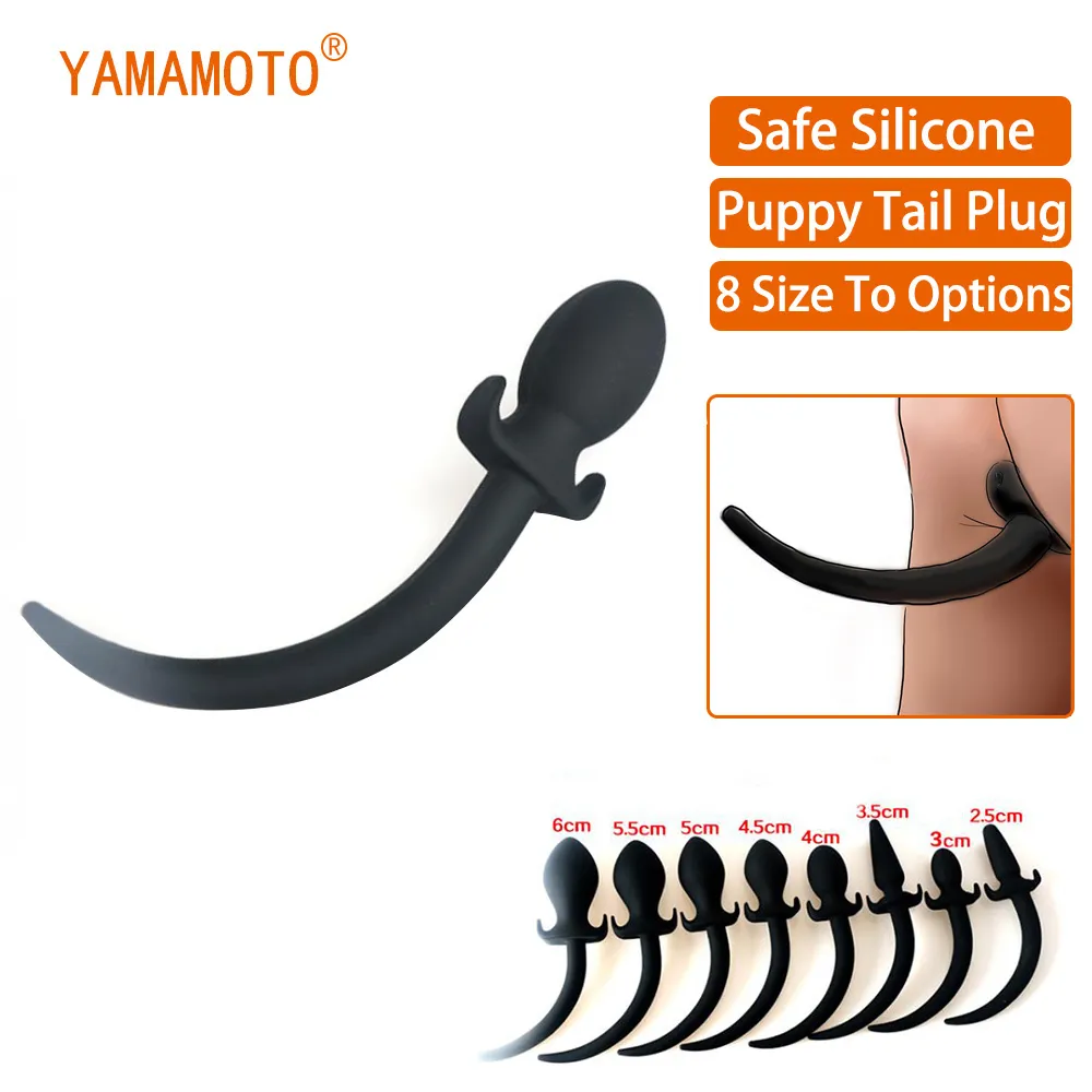 8 dimensioni per opzioni Puppy Tails Butt Plug anale in silicone con articoli di bellezza per cani