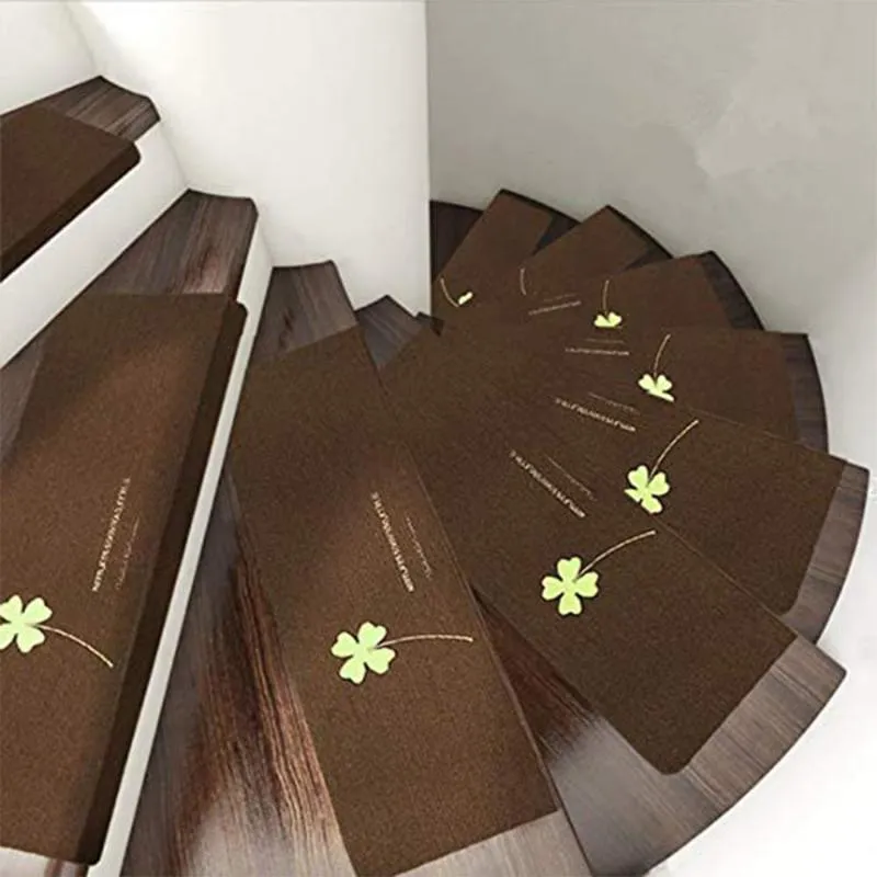 Tapis 15pcs Pack Tapis d'escalier lumineux antidérapant Tapis auto-adhésif européen pastorale floral tapis salon doux escalier étape