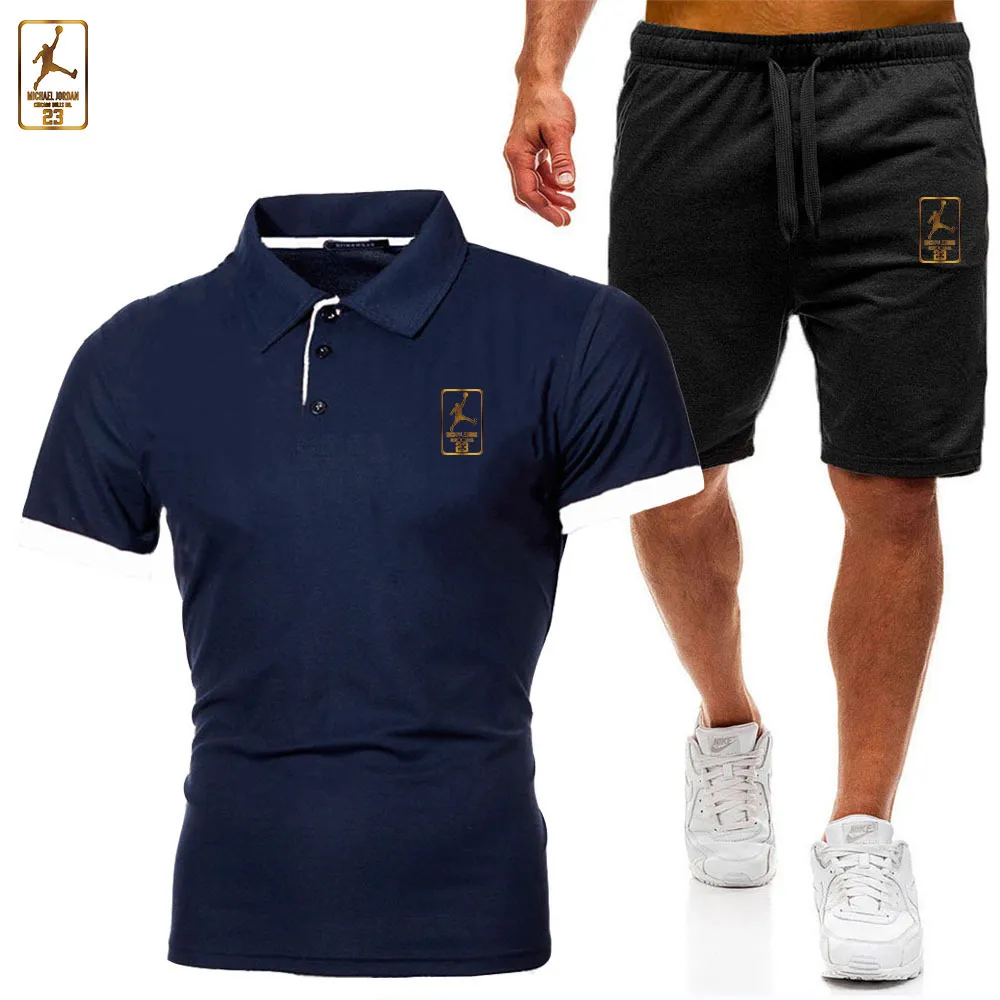Men Brand Sets Tracksuit 100% Cotton T Shirt Men Clothing Fashion Streetwear Solid Color Suit Male Casual Sportswear 2 Piece Short