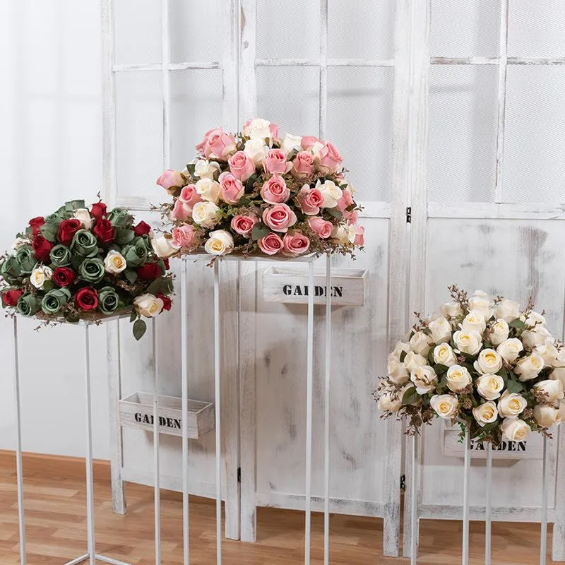 Decorative Flowers & Wreaths Rose Ball Wedding Arrangement Road Lead Flower Exhibition Hall Decoration Window Table Display Simulation Flowe