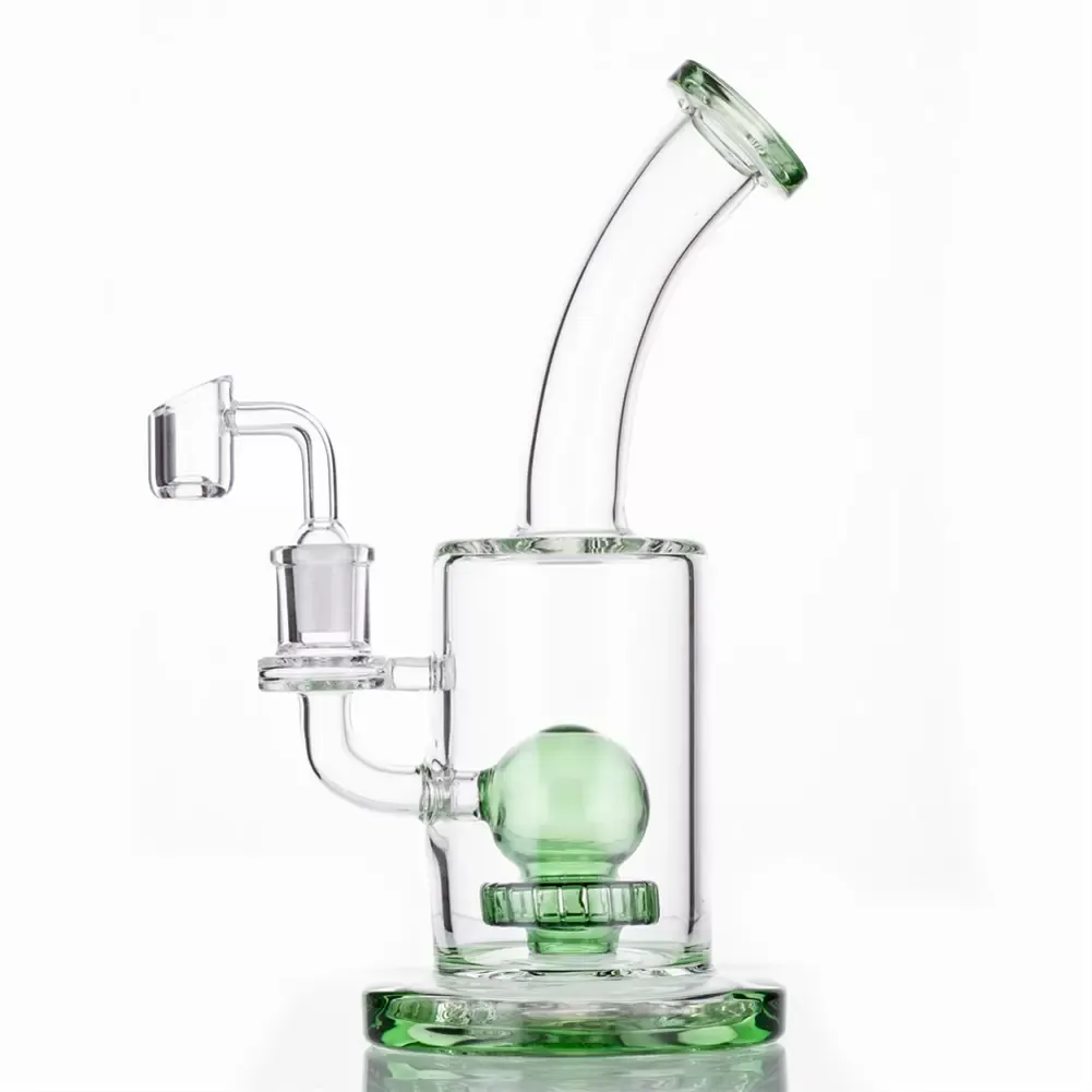 Fumo di narghilè in vetro Dab Rigs Bong d'acqua Tubi di fumo Altezza 9 pollici 14,4 mm Giunto femmina con quarzo Banger 4 colori