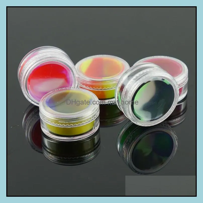 Vaporizer oil non stick silicone container clear 3ml plastic dab wax storage jar shatter glass water pipes acrylic silicon jars