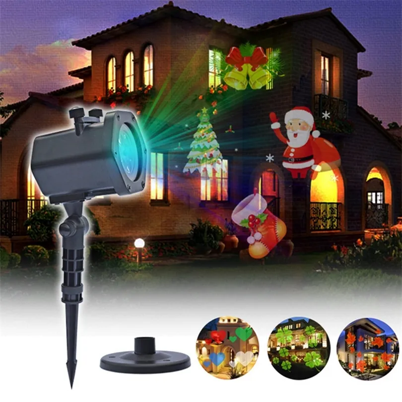 New Putdoor Christmas Halloween Window Projector Light para festa de Halloween Santa Claus Snowflake Film Pattern Light 201030