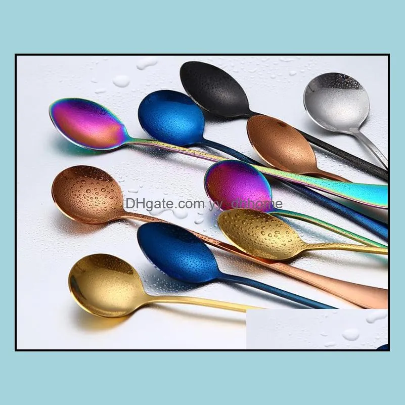 stainless steel coffee spoon long handle ice cream spoon kitchen colourful spoons teaspoons 7 color sn2597