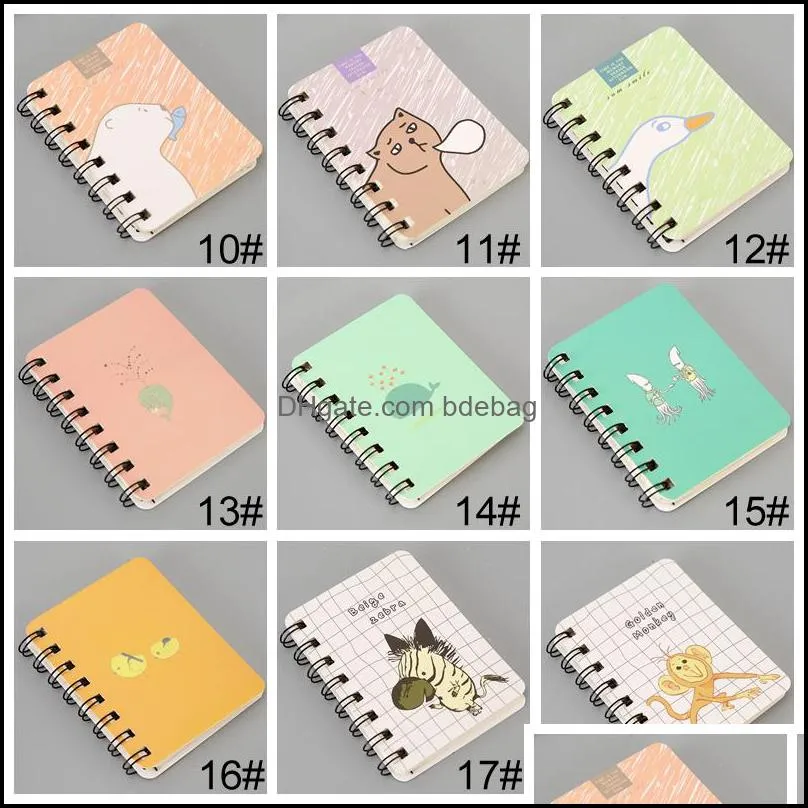 Cartoon Animals Spiral Mini Notebook Printed Cute Cat Face Students Notebook Coil Notepad Journey Diary Office Notebooks VF1511 T03