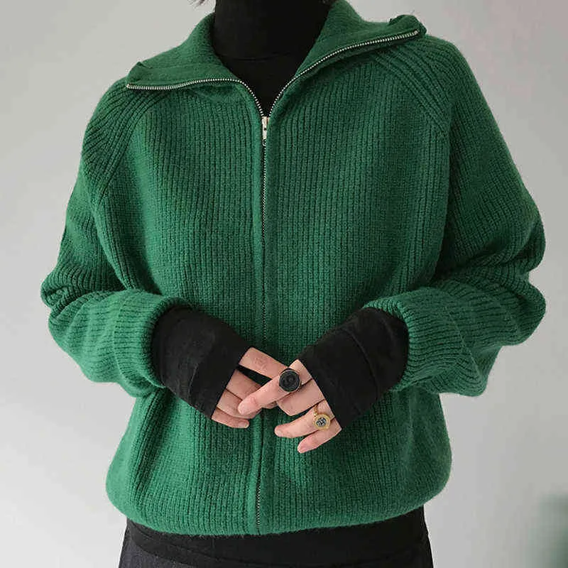 가을 겨울 대형 여성 가디건 니트 스웨터 코트 지퍼 자켓 긴 소매 따뜻한 T220824