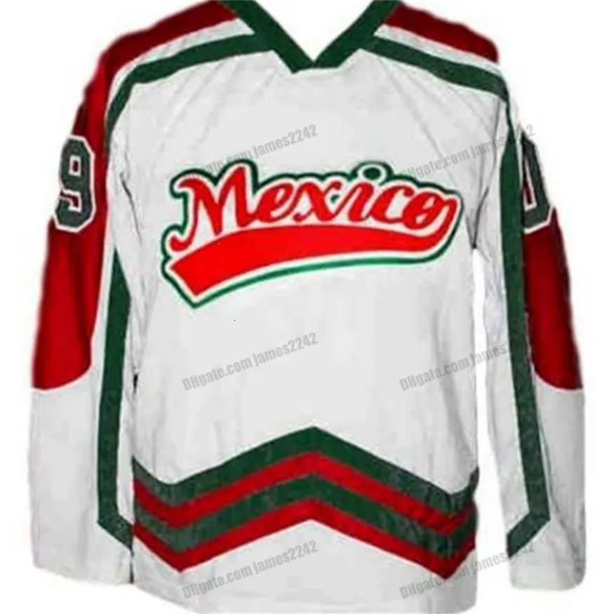 Nikivip Custom Retro Chavez #9 Mexico Hockey Jersey Stitched White S-4XL Alla namn och nummer av högsta kvalitet