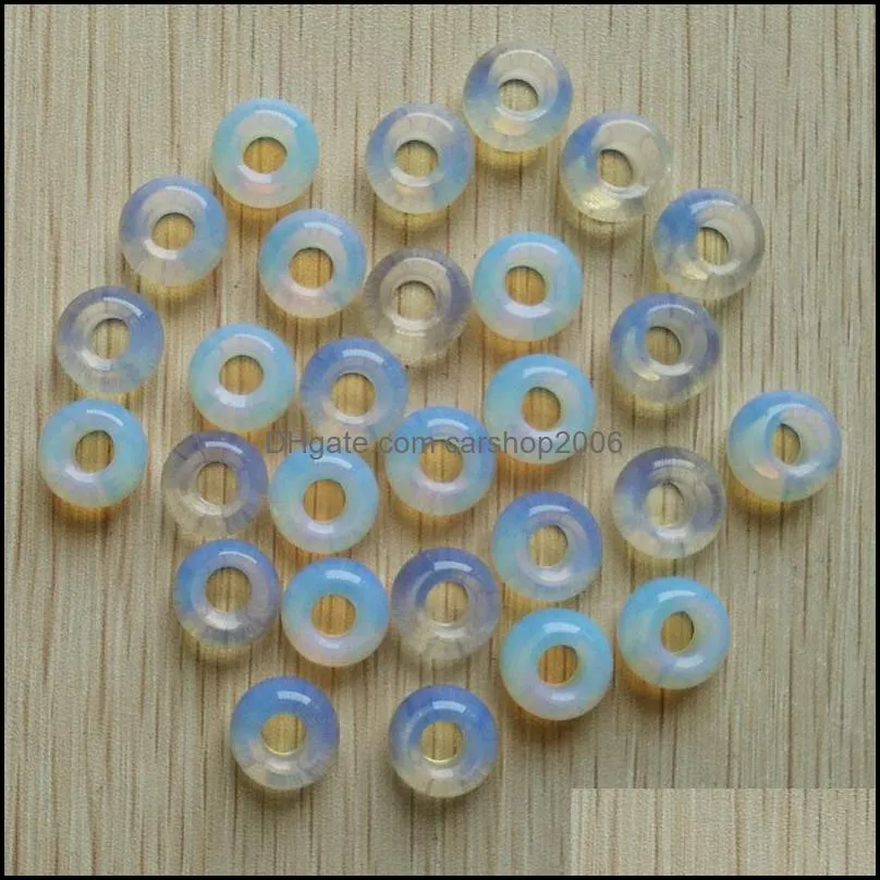 natural crystal round big hole beads charms quartz turquoise opal pendant diy for bracelet necklace earrings jewelry carshop2006
