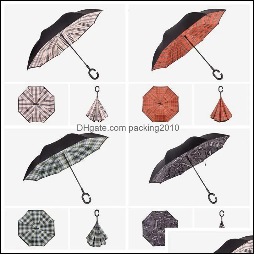 Paraplyer Rain Gear Housekee Organization Home Garden LL kreativ inverterad med C -handtag omv￤nd vindt￤t paraply dh1go