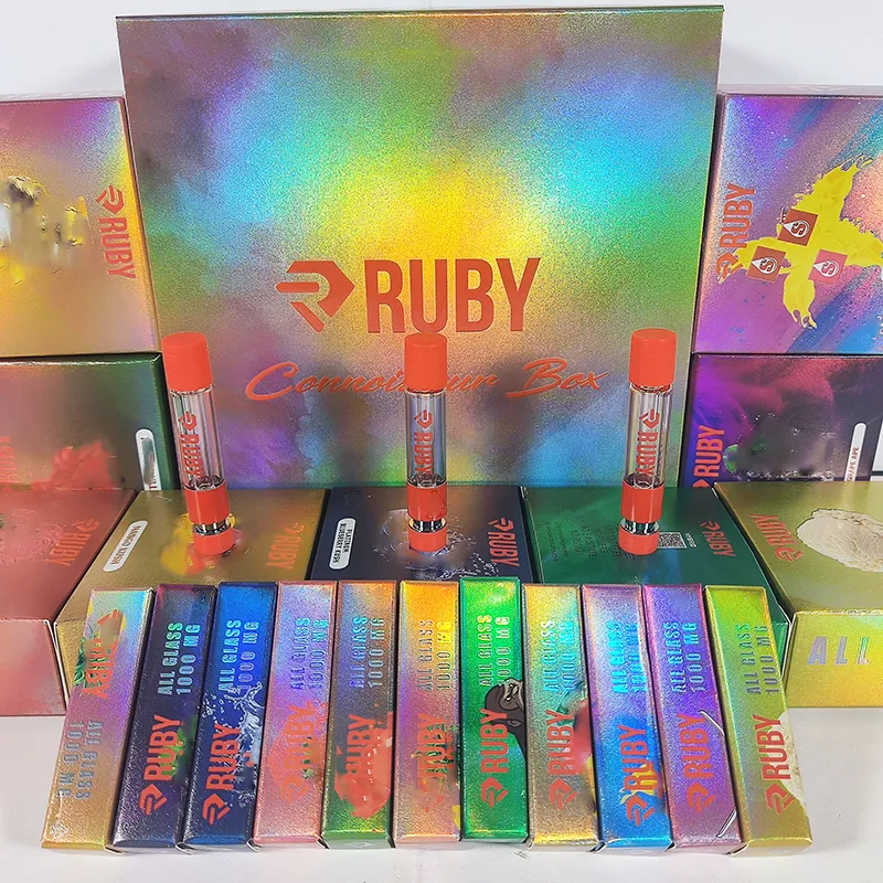 Ruby Vape 카트리지 카트 아토미저 전체 유리 두꺼운 오일 스냅에 왁스 기화기 카트리지 e 담배 510 스레드 포장 10 컬러 1ml