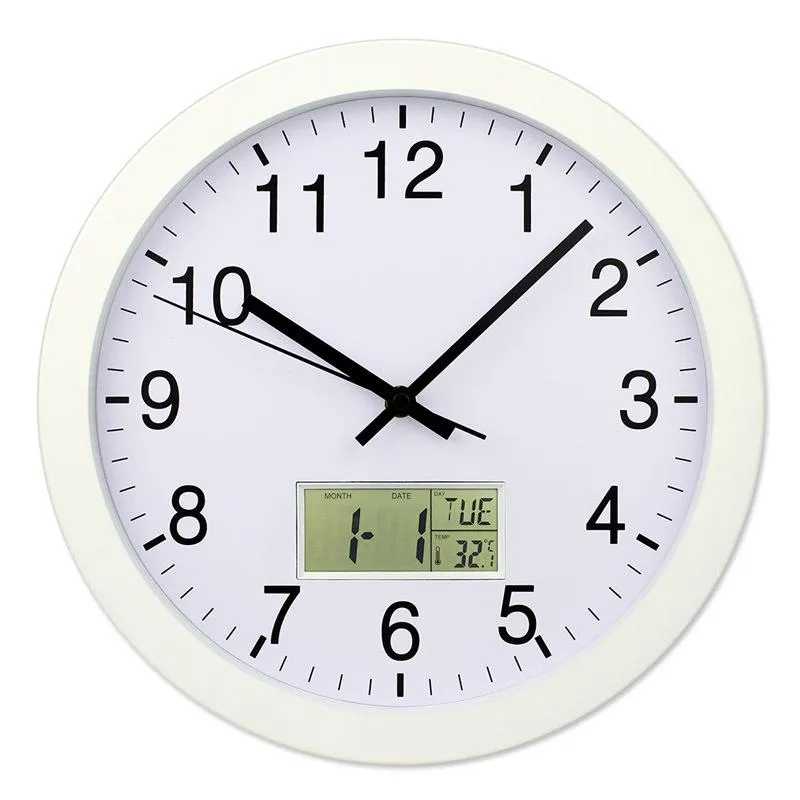 Zegar ścienny 12 -calowy zegar Kreatywna prosta cyfr LCD z temperaturą Perpetual Calendar Electronics Modern Decor Decor Pared B