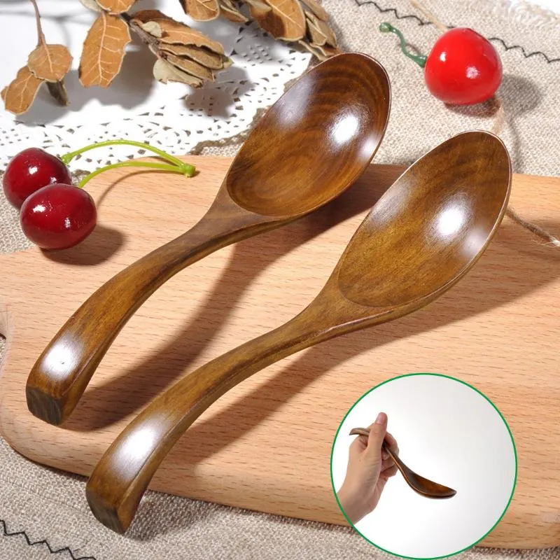 Flatvaruuppsättningar träsked gaffel 1 st/17,5 cm naturlig trä japansk stil miljö bordsvaror matlagning honung kaffe blandning skedflatware