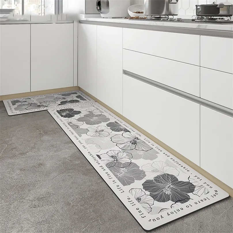 Tapis de cuisine en cuir PU lavable antidérapant sol résistant à l'eau et à l'huile Long tapis porte d'entrée décor pour 220401