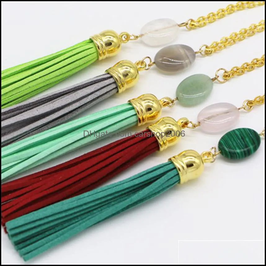 stone necklaces statement beautifully natrual stone tassel druzy boho stone pendants bohemia necklace long necklace carshop2006