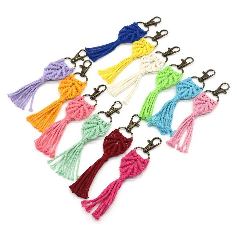 Portachiavi nappa per donna Portachiavi Boho Portachiavi Macrame Borsa Charm Car Hanging Jewelry Regalo per amici DLH895