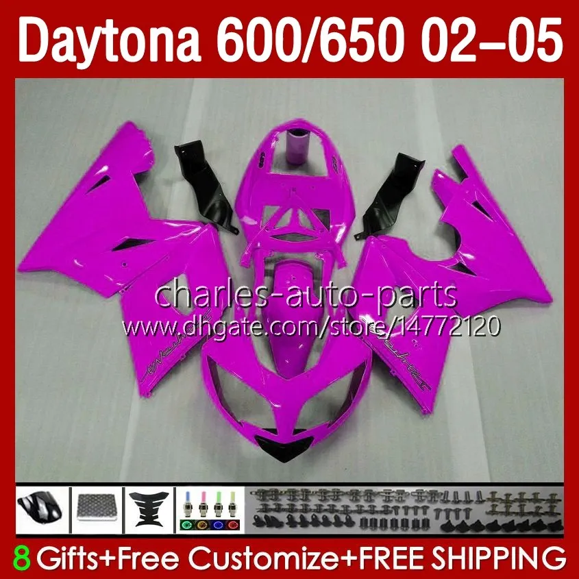 دراجة نارية Bodys ل Daytona600 Daytona650 02-05 Bodywork 132No.55 Cowling Glossy Pink Daytona 650 600 CC 02 03 04 05 Daytona 600 2002 2005 2005 ABS Fairing Kit