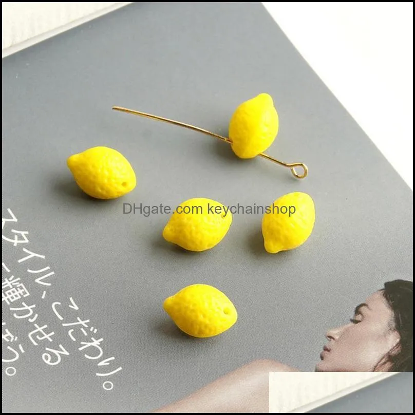 Charms Cute Fruit Series Lemon Pendants Yellow-green Acrylic For DIY Earring Jewelry Finding Keychain Accessories