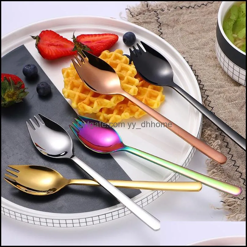 multifuntional 2 in 1 spork silverware stainless steel 304 gold fork spoon