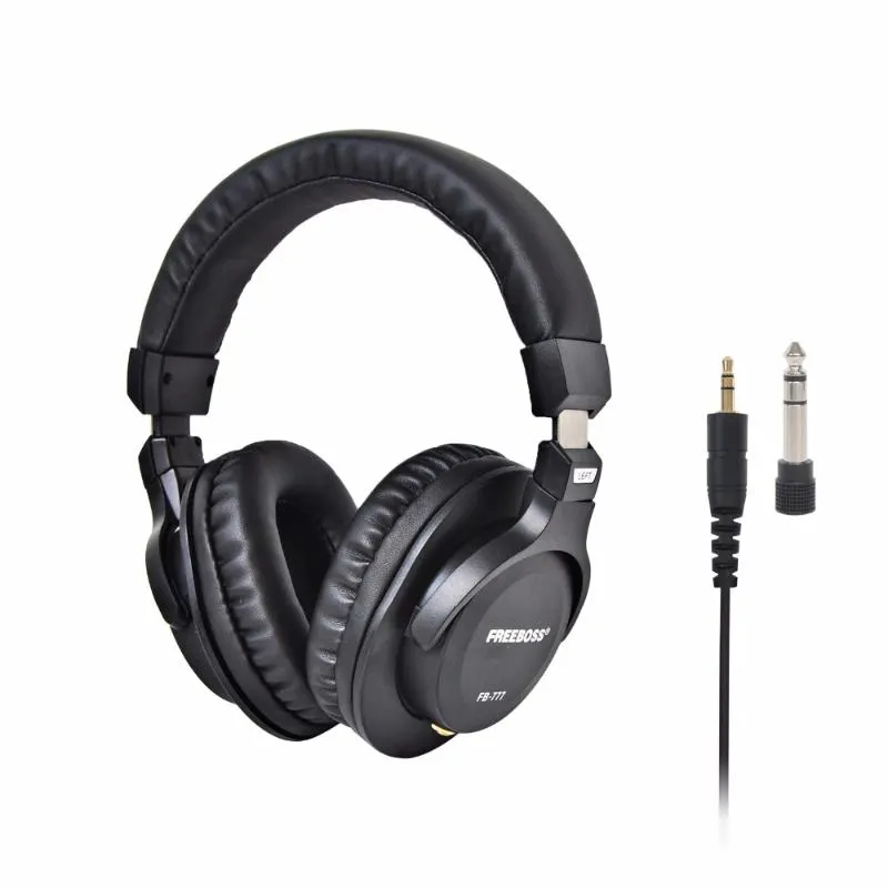 Kopfhörer Ohrhörer FREEBOSS FB-777 Over-Ear Closed Style 45-mm-Treiber einseitiges abtrennbares Kabel 3,5 mm Stecker 6,35 mm Adapter Monitor HEA