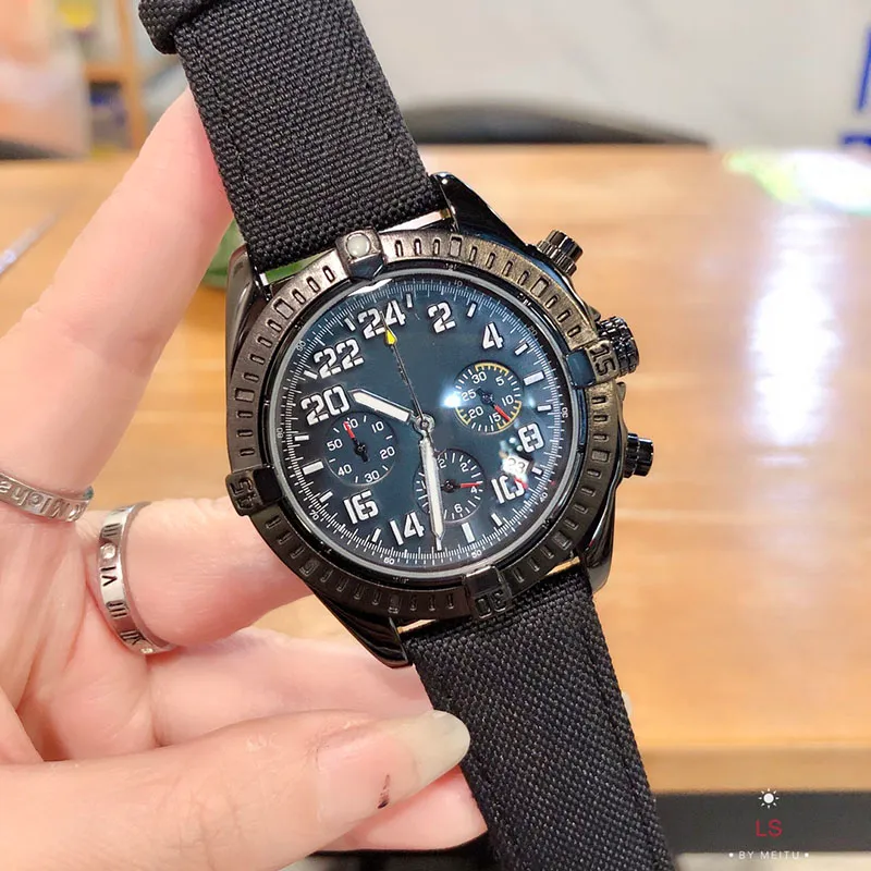 Breitling Reloj totalmente casual Relojes para hombre Reloj de pulsera con movimiento de cuarzo Correa de cuero de 43 mm Dise o resistente al agua de
