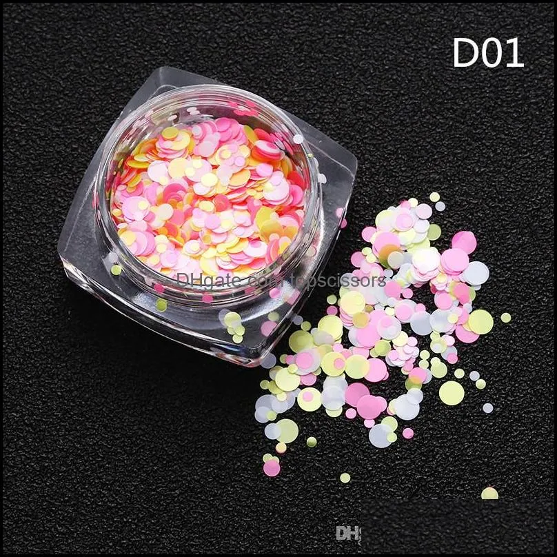 Beauty Color Mixed Nail Art Glitter Sequins Round Shape Nail Glitter Stickers Bling Effect Nail Art Decoration