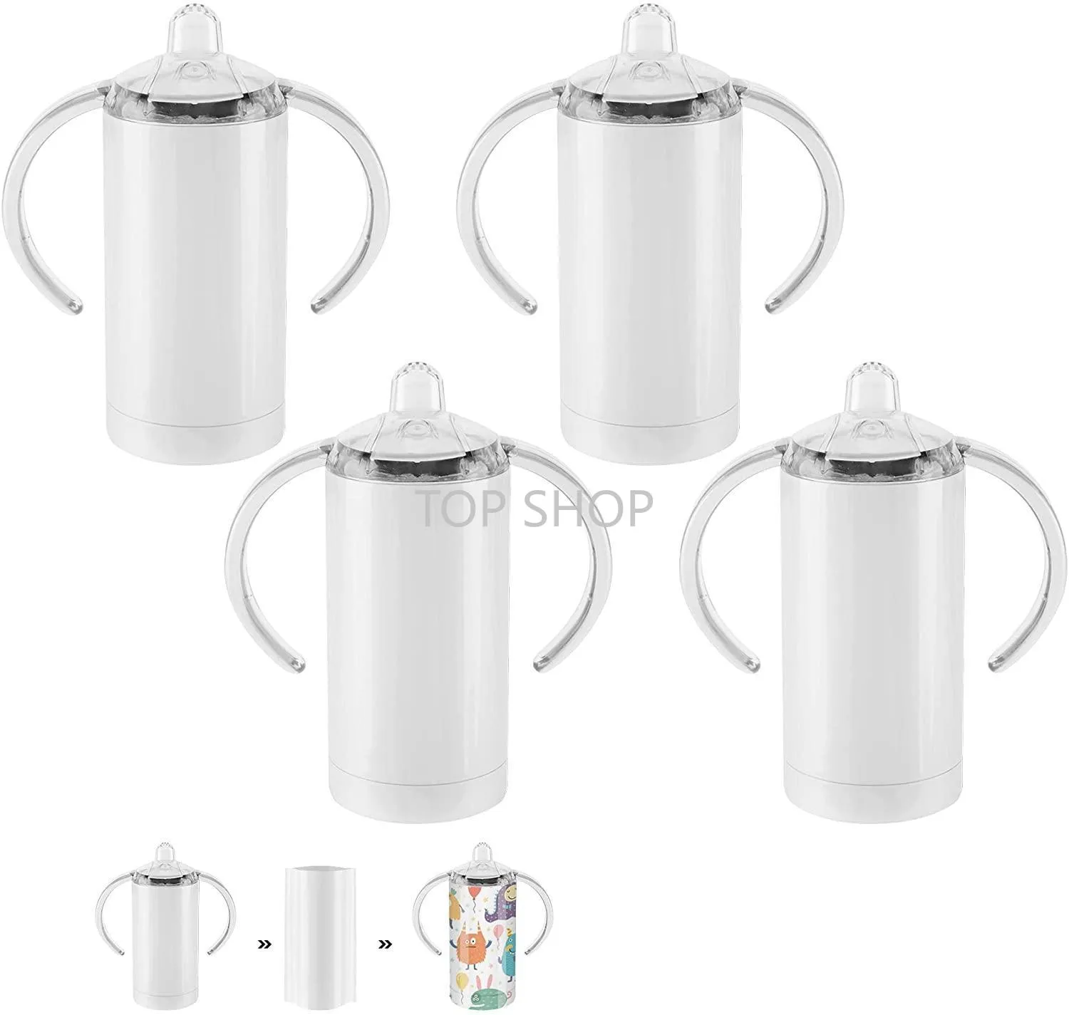 12 OZ Sublimation White Blank Straight Sippy Cup Insulated Stainless Steel Tumblers with Screw ON LIDS DHL Fast Delivery