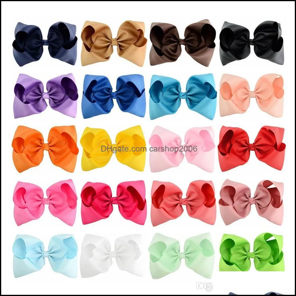 20 Colors 8 Inch Large Grosgrain Ribbon Bow Hairpin Clips Girls Large Bowknot Barrette Kids Hair Boutique Bows Children Hair