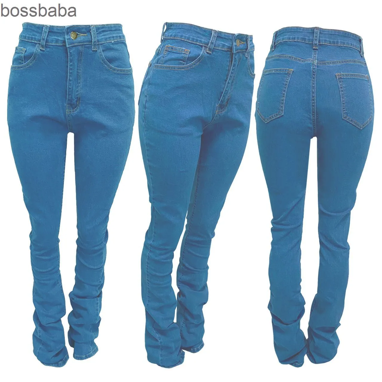 Women Washed Versatile Jeans high waist stacked Pants Designer Sports Casual Trousers With Pockets Fashion Pants