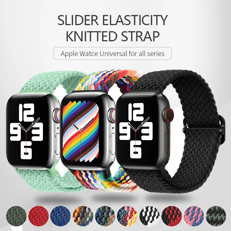 SMART BANDEN Verstelbare gevlochten solo -compatibel met smartwatch -banden Sport Loop met gesp voor Iwatch 7/6 SE