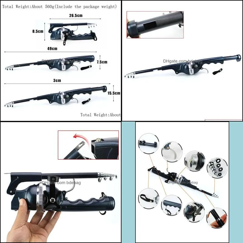 Portable Folding Fishing Rod Telescopic Stainless Steel Fly Poles