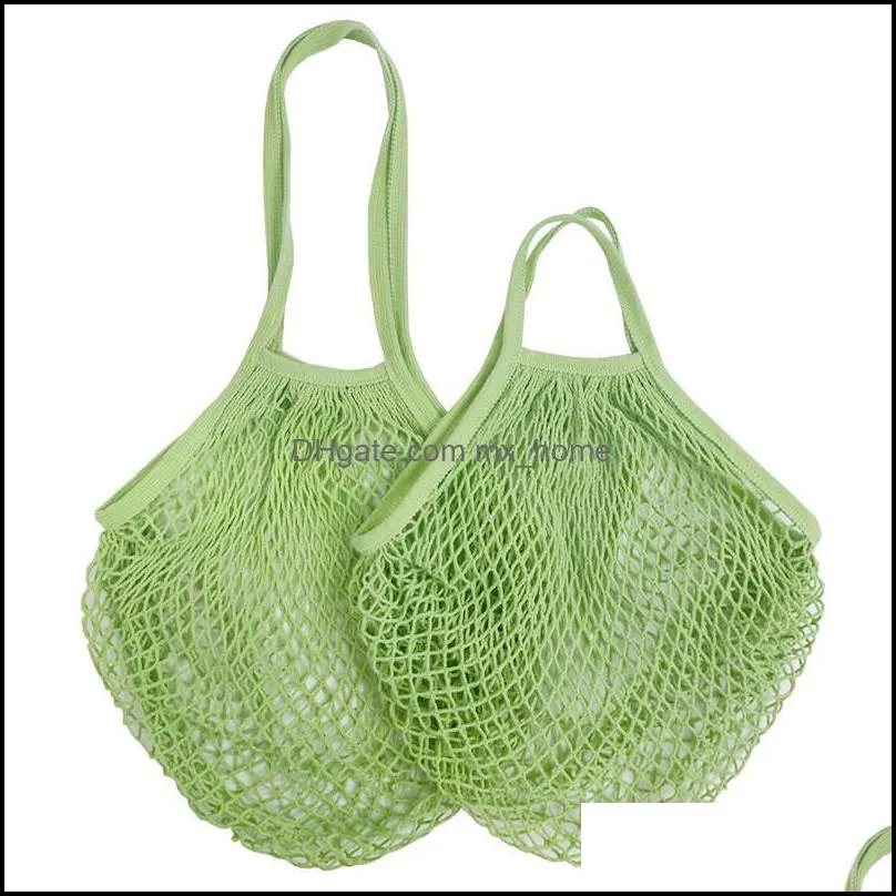 large capacity cotton shopping bag foldable reusable storage grocery bags for vegetable fruit veggies mesh string net long short handle washable eco market