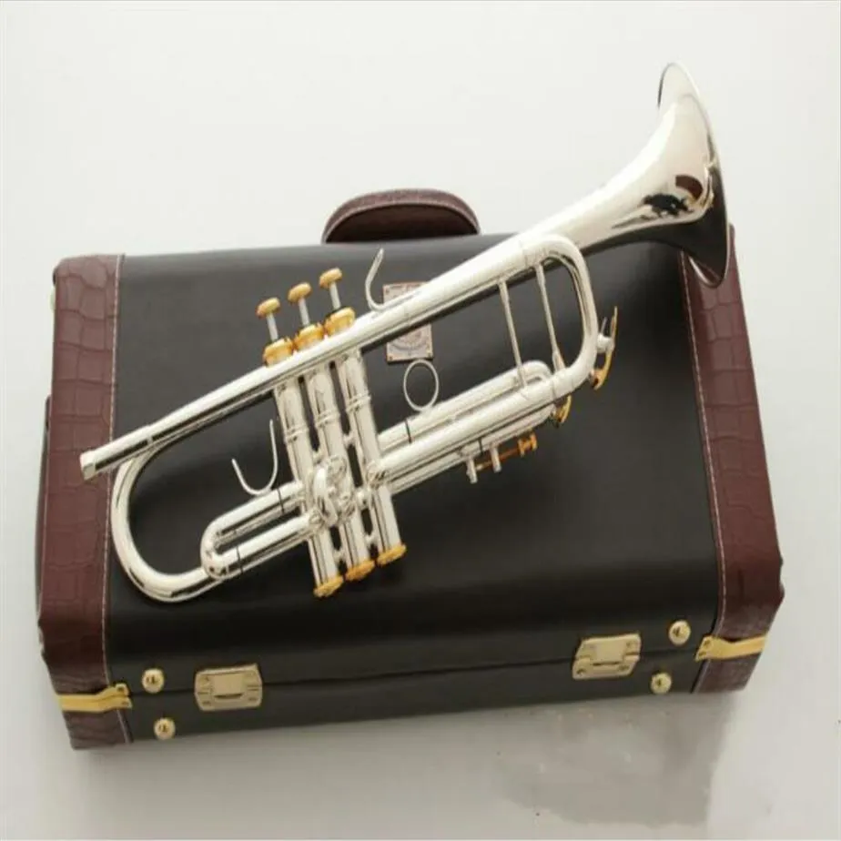 Yeni Bach Model LT197S-99 Trompet B Düz Gümüş Kaplama Profesyonel Trumpete Müzik Aletleri Bach Case Pirinç Enstrümanları2576