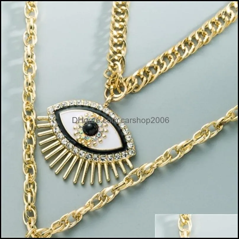 Chokers Paved Crystal Heart Evil Eye Pendant Necklace Fashion Summer Women Choker Boutique Jewelry Wholesale 3526 Q2