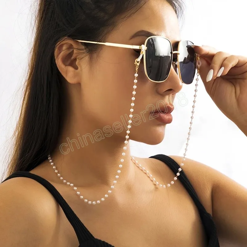 Модные очки цепь для женщин бохо жемчужные бисера бусинки шарм солнцезащитные очки держатель шейный шнур шнур
