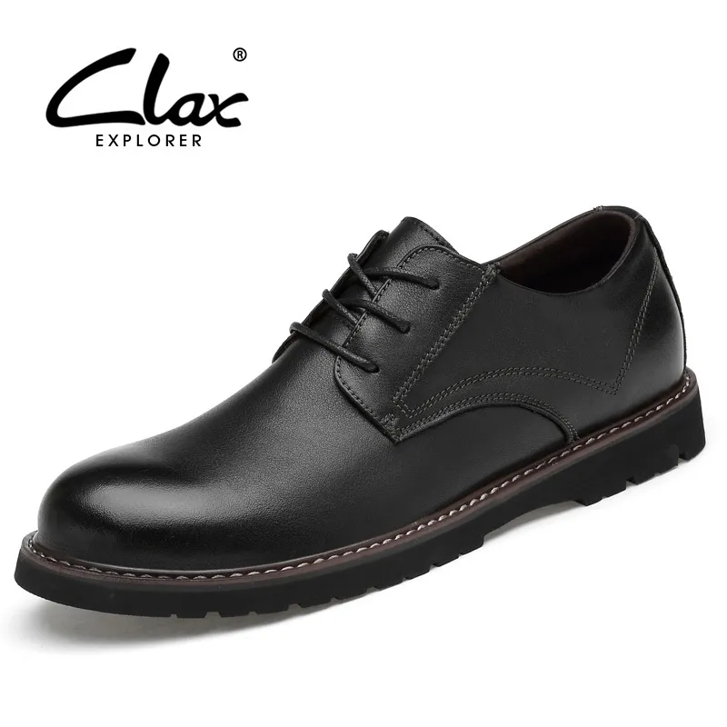 Clax Mens Oxfords Shoes本革のドレスシューズ男性ウェディングシューズソーシャルショーチュールオムブラウンオフィスフォーマルシューズプラスサイズY200420