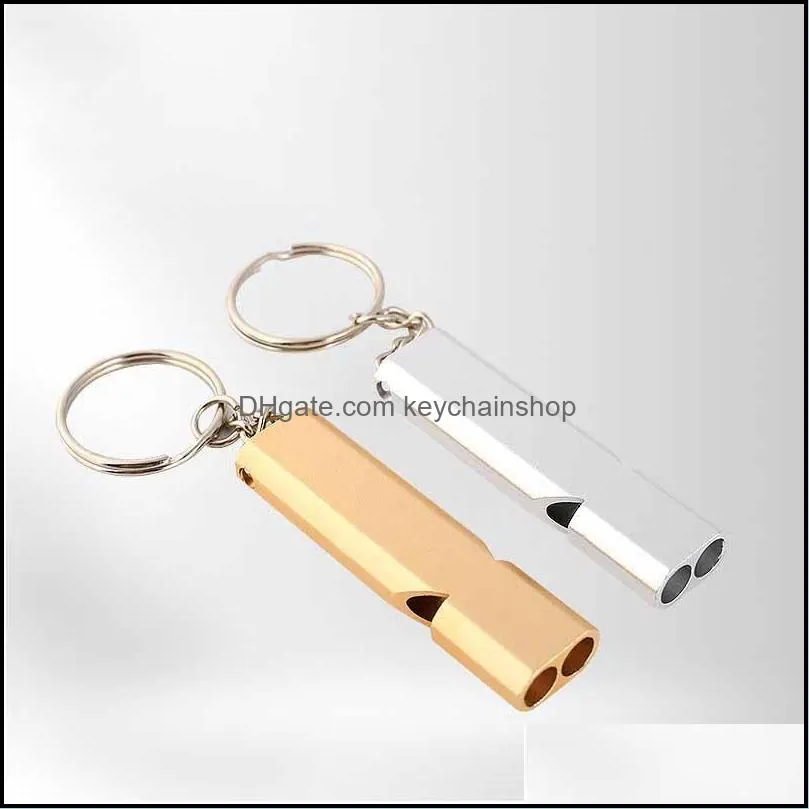 keychains dual-tube survival whistle portable aluminum safety for outdoor hiking camping emergency keychainskeychains